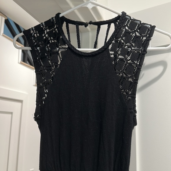 FREE PEOPLE BLACK CROCHET SLIT MIDI DRESS SIZE XS “AFTERNOON DELIGHT” - Picture 5 of 7